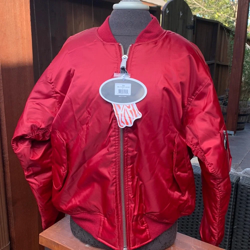 MA-1 reversible bomber jacket, size large in red NWT - Picture 1 of 7